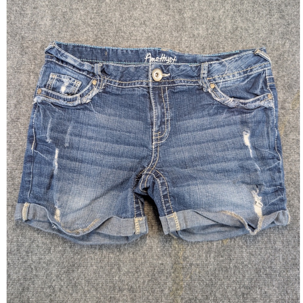 amethyst cotton spandex blue jean shorts denim womens 11 casual summer stretch